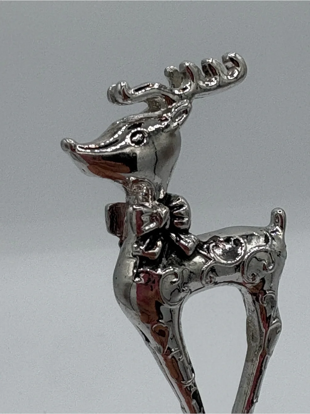 Silver Tone Reindeer Appetizer Fork Christmas Holiday Serving Utensil